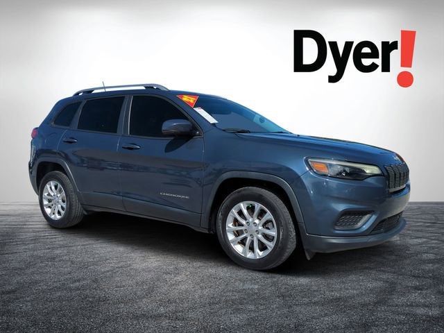 2021 Jeep Cherokee Latitude in Blue — front three-quarter view
