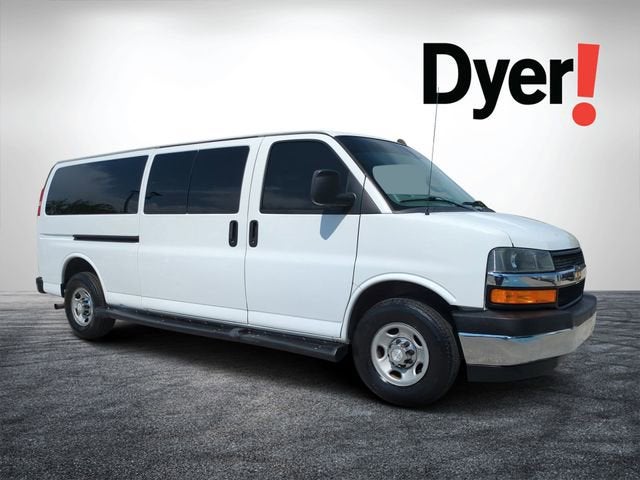 2019 Chevrolet Express Passenger 3500 LT in Summit White — front three-quarter view