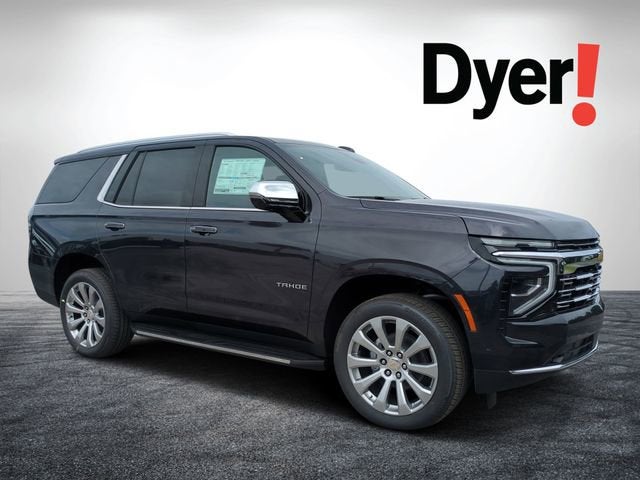 2026 Chevrolet Tahoe Premier in Dark Ash Metallic — front three-quarter view