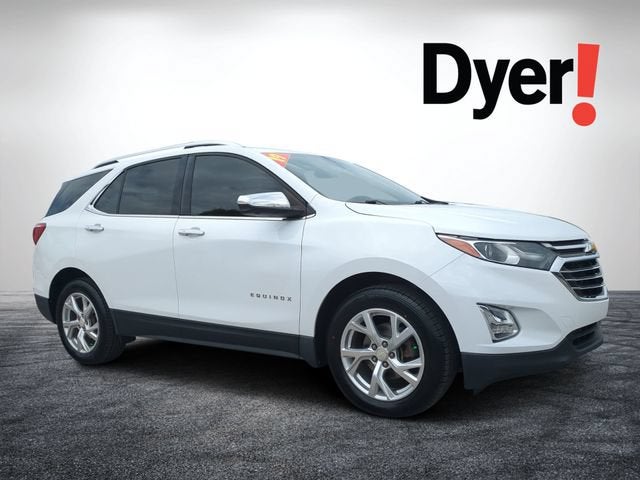 2019 Chevrolet Equinox Premier in Summit White — front three-quarter view