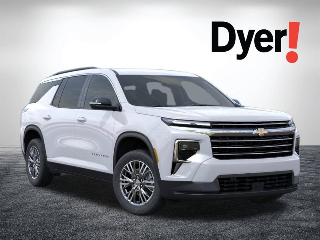 2026 Chevrolet Traverse LT in Summit White — front three-quarter view