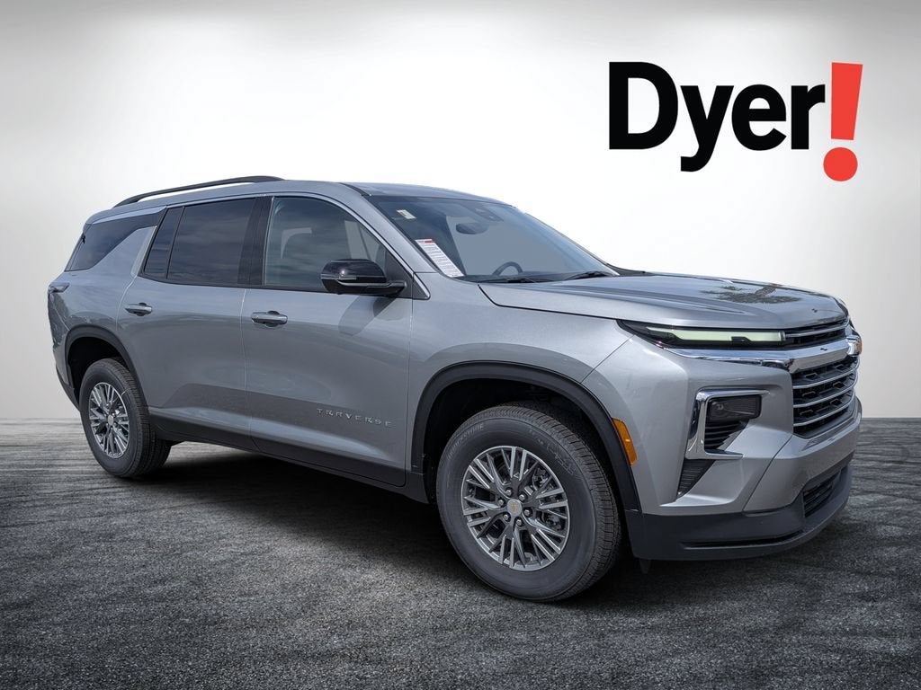 2026 Chevrolet Traverse LT in Sterling Gray Metallic — front three-quarter view