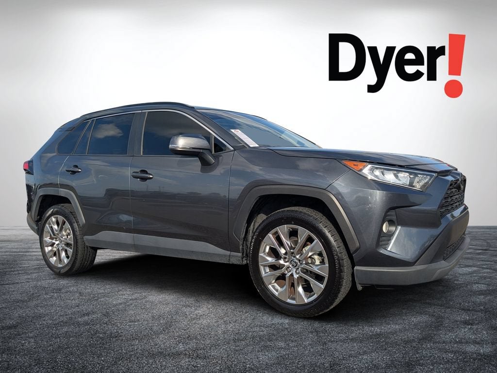 2021 Toyota RAV4 XLE Premium in Gray — front three-quarter view