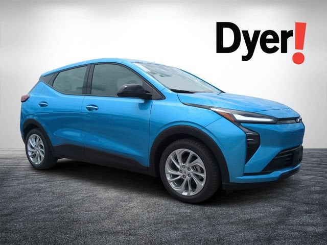 2027 Chevrolet Bolt LT in Marina Blue Metallic — front three-quarter view