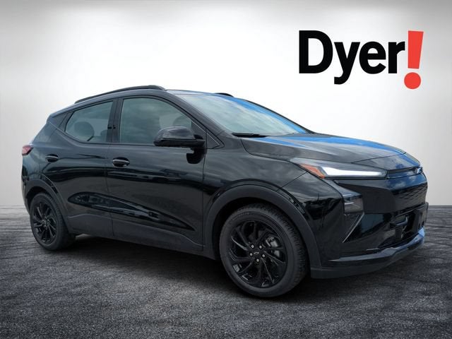2027 Chevrolet Bolt RS in Mosaic Black Metallic — front three-quarter view