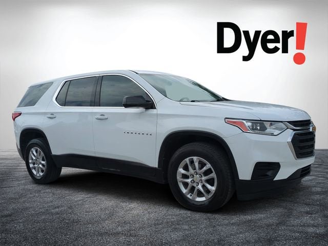2020 Chevrolet Traverse LS in Summit White — front three-quarter view