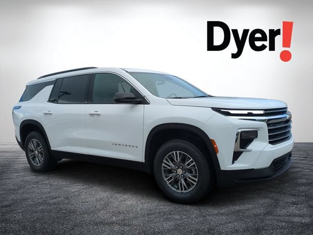 2025 Chevrolet Traverse LT in Summit White — front three-quarter view