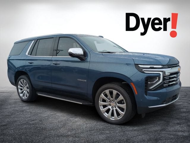 2026 Chevrolet Tahoe Premier in Lakeshore Blue Metallic — front three-quarter view