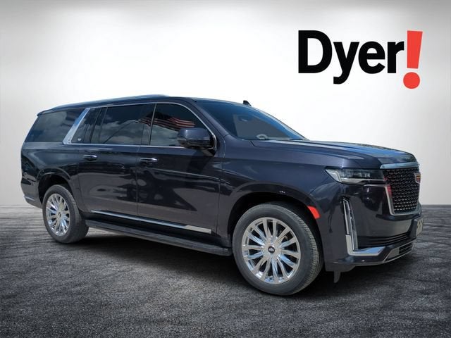 2022 Cadillac Escalade ESV Premium Luxury in Galactic Gray Metallic — front three-quarter view