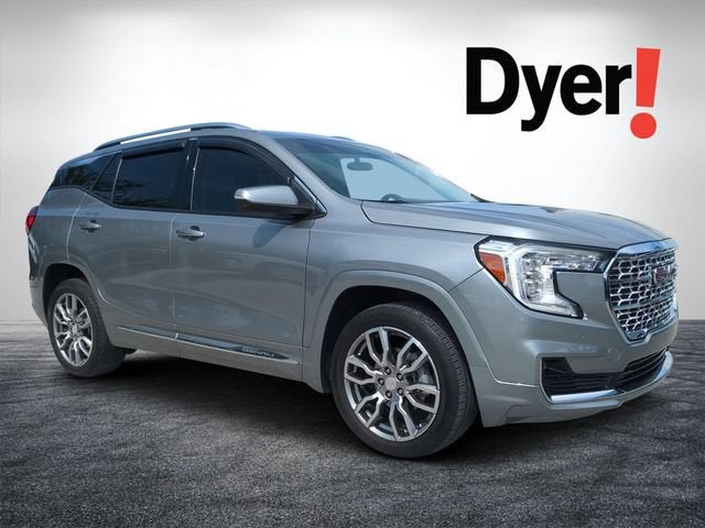 2023 GMC Terrain Denali in Sterling Metallic — front three-quarter view