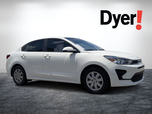 2023 Kia Rio LX in Clear White — front three-quarter view