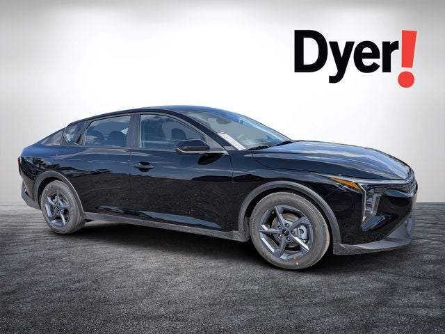 2026 Kia K4 LXS in Aurora Black — front three-quarter view