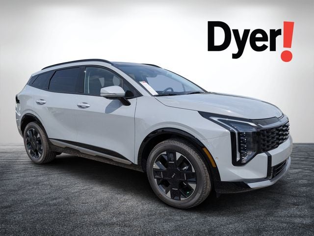 2026 Kia Sportage SX-Prestige in Wolf Gray — front three-quarter view