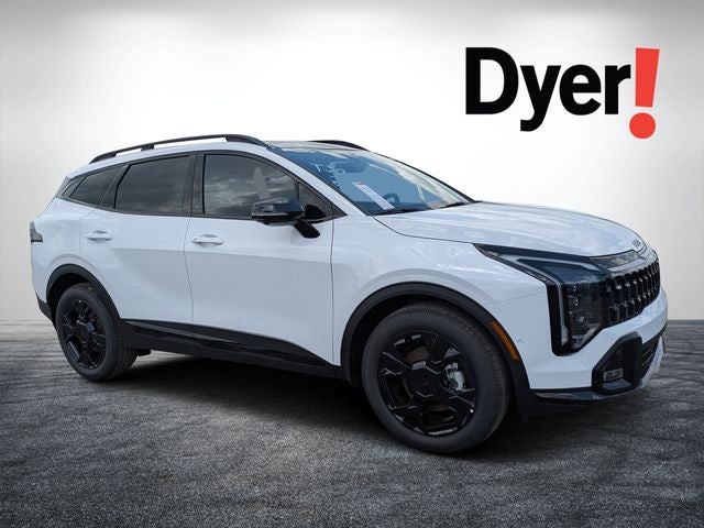 2026 Kia Sportage X-Line in Glacial White — front three-quarter view