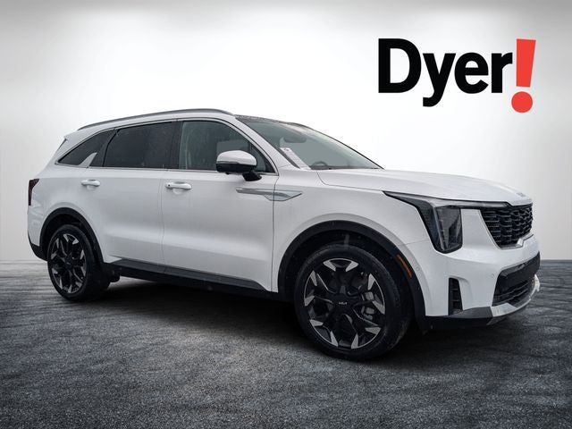 2026 Kia Sorento SX in Glacial White Pearl — front three-quarter view