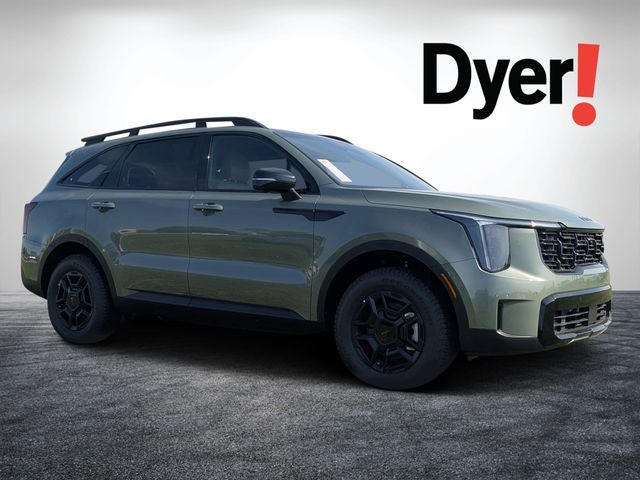 2026 Kia Sorento X-Pro SX Prestige in Jungle Green — front three-quarter view