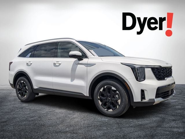 2026 Kia Sorento S in Glacial White Pearl — front three-quarter view