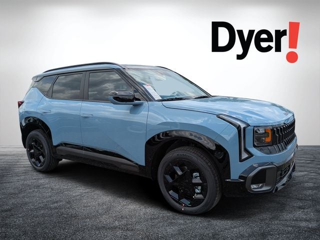 2027 Kia Seltos X-Line in Frost Blue — front three-quarter view