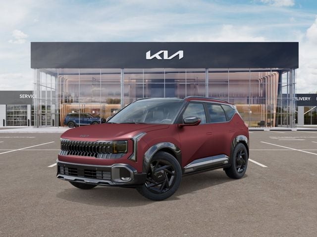 2027 Kia Seltos X-Line in Magma Red Matte — front three-quarter view