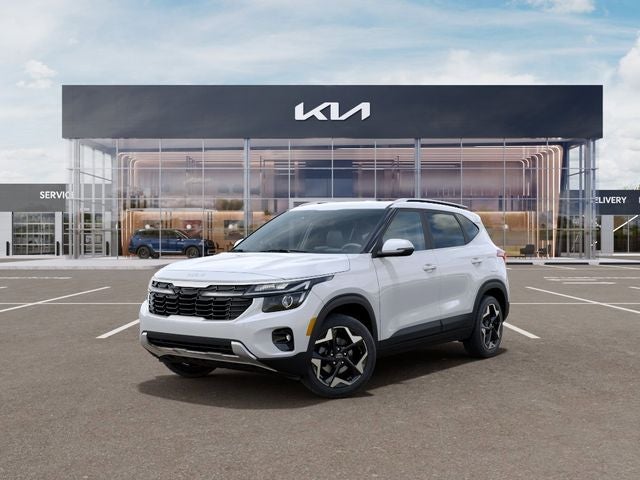 2026 Kia Seltos EX in Snow White Pearl — front three-quarter view