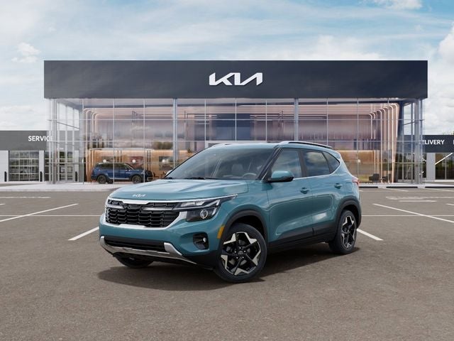 2026 Kia Seltos EX in Pluton Blue — front three-quarter view