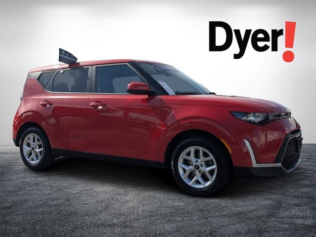 2024 Kia Soul LX in Inferno Red — front three-quarter view