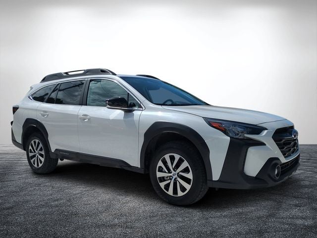 2025 Subaru Outback Premium in Crystal White Pearl — front three-quarter view