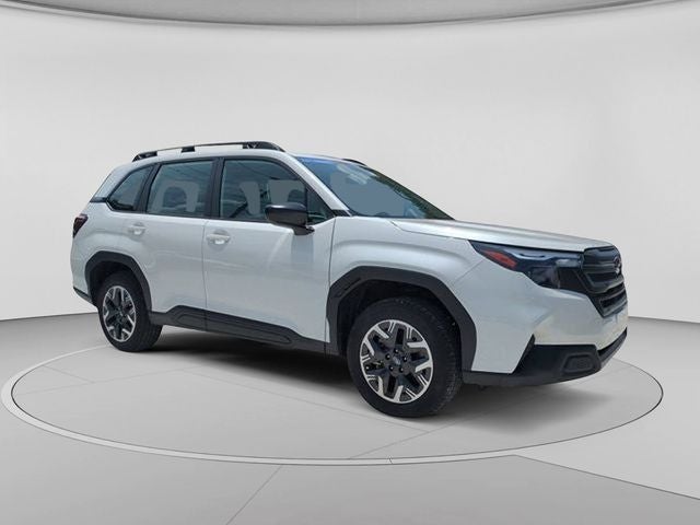2026 Subaru Forester Base in Crystal White Pearl — front three-quarter view