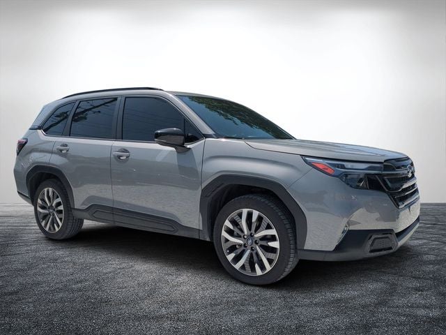 2026 Subaru Forester Touring in River Rock Pearl — front three-quarter view