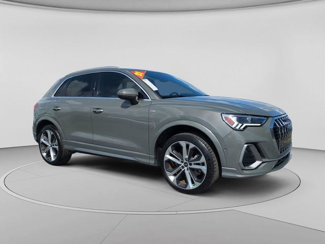 2021 Audi Q3 Premium Plus S Line quattro in Chronos Gray Metallic — front three-quarter view