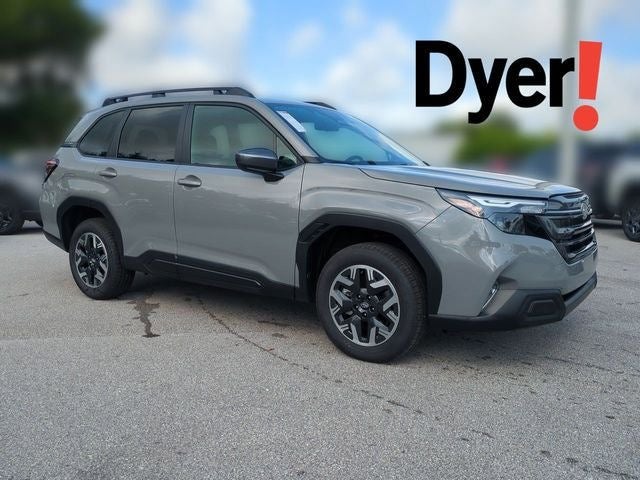 2026 Subaru FORESTER Premium in River Rock Pearl — front three-quarter view