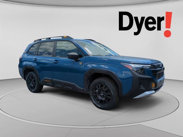2026 Subaru FORESTER Wilderness in Geyser Blue — front three-quarter view