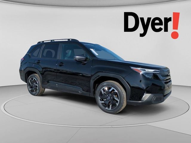 2026 Subaru FORESTER Limited in Crystal Black Silica — front three-quarter view