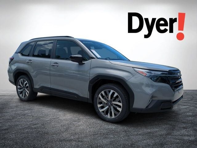 2026 Subaru FORESTER Touring in River Rock Pearl — front three-quarter view