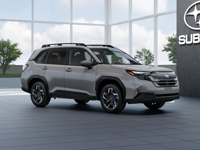 2026 Subaru FORESTER Premium Hybrid in River Rock Pearl — front three-quarter view