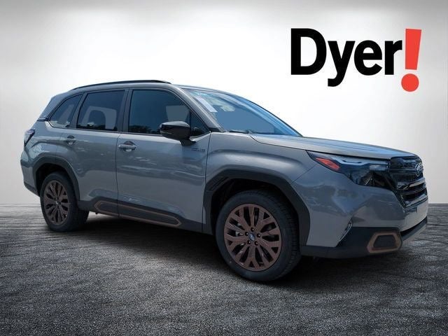 2026 Subaru FORESTER Sport Hybrid in River Rock Pearl — front three-quarter view