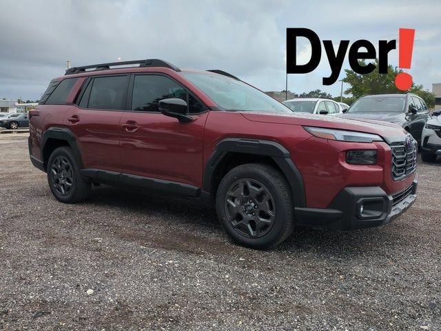 2026 Subaru OUTBACK Premium in Crimson Red Pearl — front three-quarter view