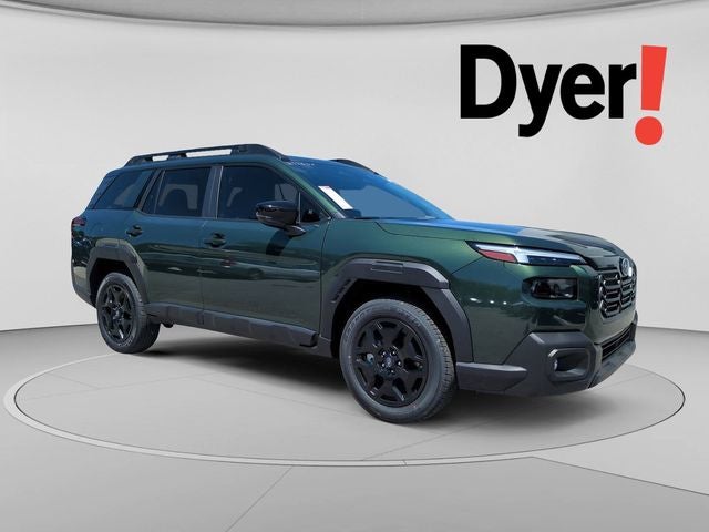 2026 Subaru OUTBACK Limited in Deep Emerald Green Pearl — front three-quarter view