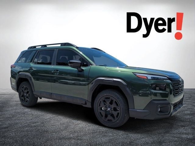 2026 Subaru OUTBACK Limited in Deep Emerald Green Pearl — front three-quarter view