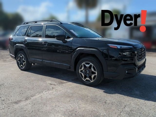 2026 Subaru OUTBACK Touring in Crystal Black Silica — front three-quarter view