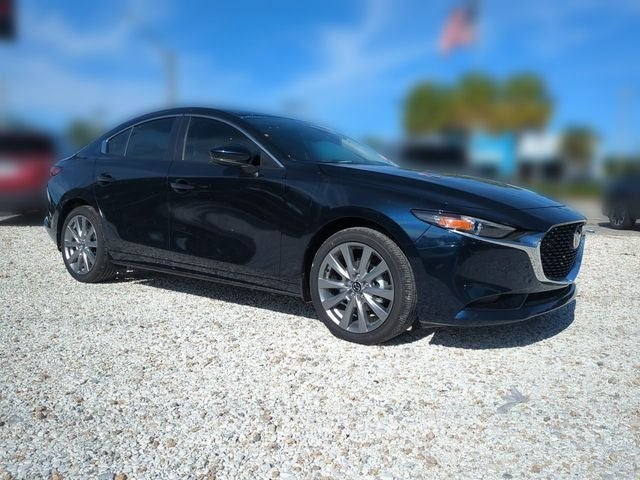 2026 Mazda Mazda3 Sedan 2.5 S Preferred in Deep Crystal Blue Mica — front three-quarter view